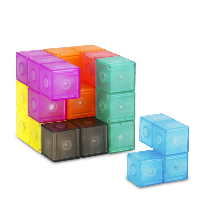 Viaje Boda Cuadrante Cubo Magnético 3D Twist. Puzzle en 3 dimensiones, desafios con varios  niveles de dificultad. 7 piezas 3D.