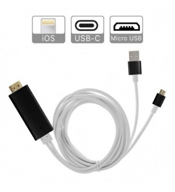 perfume Comandante robo Cable HDMI TPE con conector para iOS micro USB y Tipo C (Android)