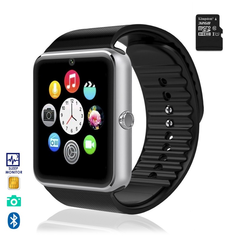 GT08 bluetooth smartwatch with camera SIM and micro SD. Includes Kingston  Class 10 32GB micro SD