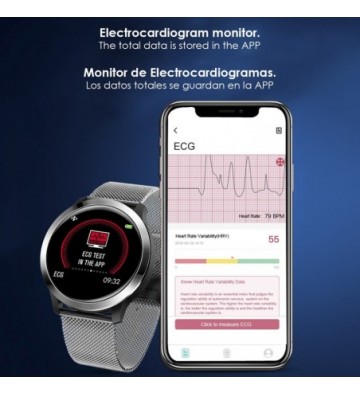 Smartwatch E70 mit Herzfrequenzmesser Elektrokardiogramm  Spannungssportmonitor mit körperlicher