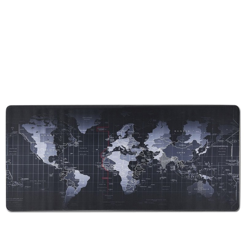 Tappetino per mouse da gioco XXL con design della mappa del mondo. 79x29 5  cm