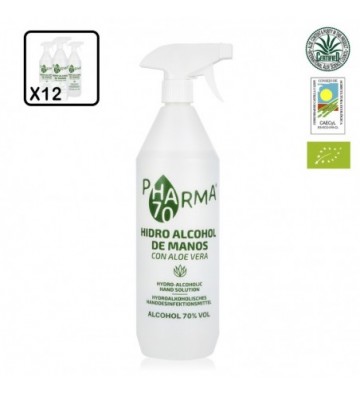 Geweldig Raad eens Oeps Pack X 12 HA70 Sprayer 1 liter hydroalcohol met Ecologische Aloë Vera